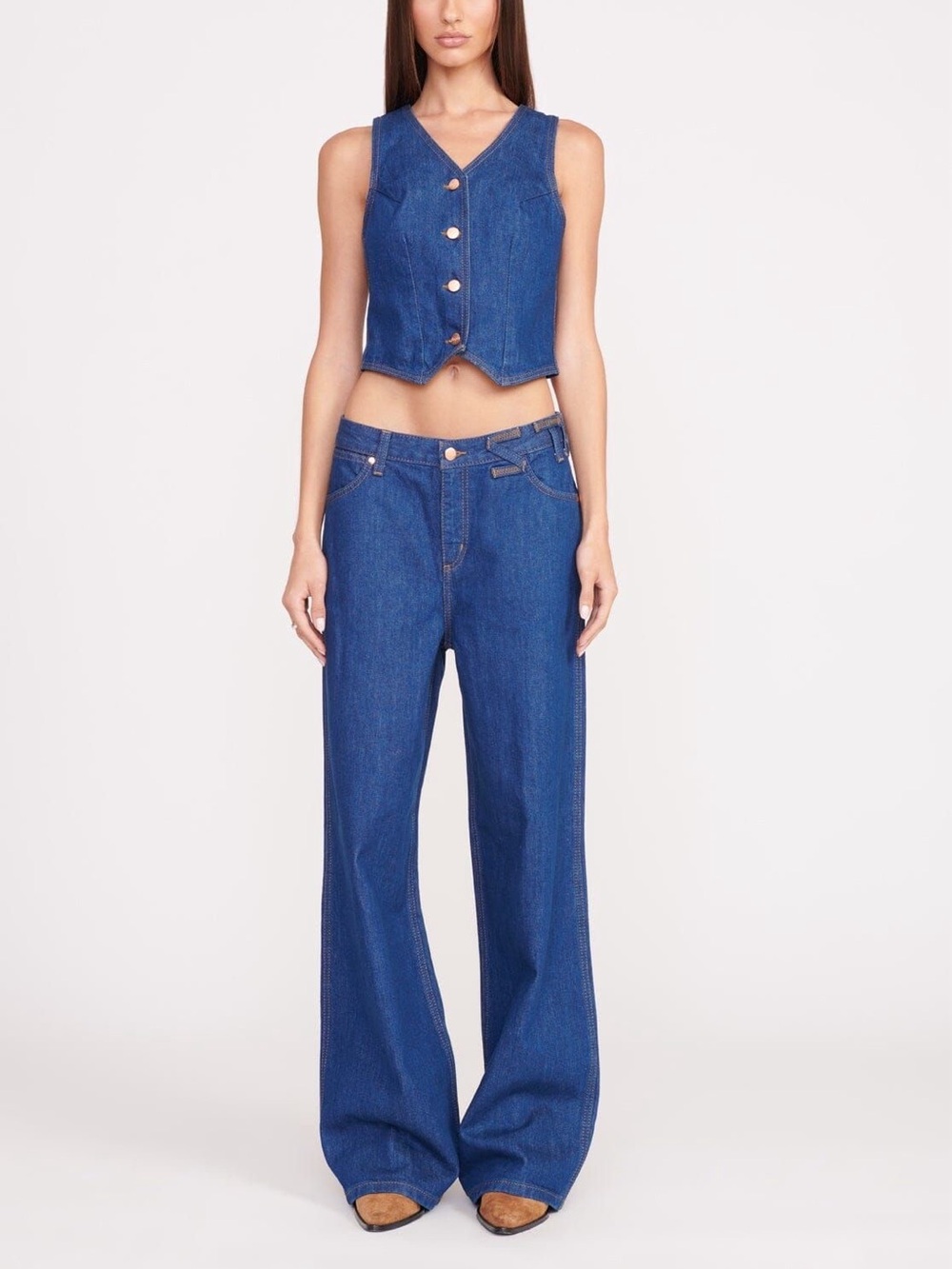 STAUD + Wrangler The Loose Fit Jeans In Dark Rise Size 27 x 32